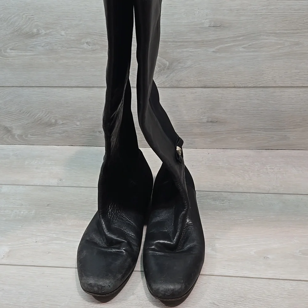 Kate Spade Women Elegant Black Leather Knee-High Boots Shoes Sz 7.5M